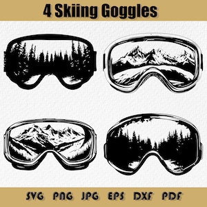Skiing Goggles Svg Bundle,Png,Ski Goggles with Mountains Landscape,Winter Sport Glasses,Ski Goggles Clipart,Snow Sports svg,Adventure Png,