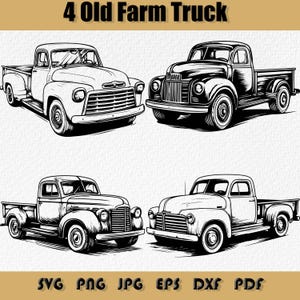 Bundle Svg de vieux camion de ferme, PNG, classique, Cricut, Silhouette, sticker agriculture Svg, ferme svg, vecteur de camion Antique, vieille camionnette, SVG de camion vintage