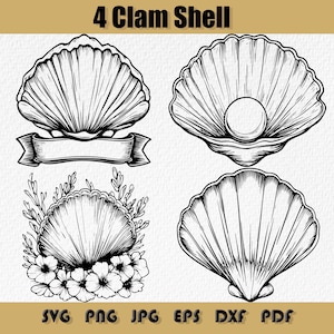 Clam Shell Svg bundel, png, schelp SVG, schelp Cricut, schelp silhouet, digitale download, zeeschelpen Svg, strand Svg, png