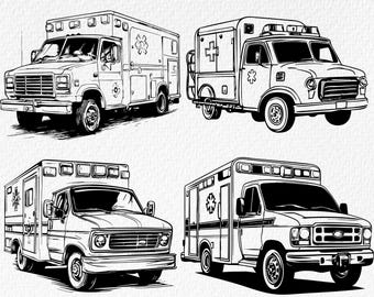 Ambulance Clipart SVG Bundle: Emergency Vehicle Graphics (Digital Download)