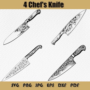 Pacote de faca de chef Svg, faca de chef PNG, ideia de presente para camiseta "Pai Cozinhando", silhueta de chef de cozinha personalizada para uso comercial em DXF