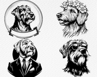 Irish Wolfhound SVG Bundle: Black and White Dog Silhouettes (Digital Download)