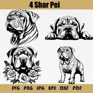 Shar Pei Svg Bundle,Shar Pei Clipart, Digital Download,  Chinese Shar Pei Vector,Wrinkled Dog Digital Art,Pet Lover Design , Svg,Png,Jpg,Dxf
