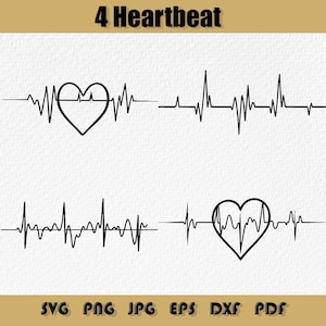 Heartbeat Svg-bundel, Heartbeat Valentine's SVG, hartslag SVG, hartslag lijn svg, vector hartslag, verpleegkundige svg, vinyl sticker, svg, png, dxf, eps