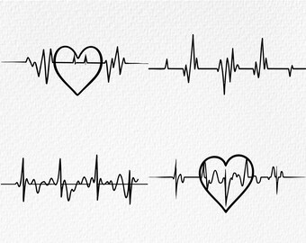 Heartbeat SVG Bundle: Valentine's Heart Rate Line Art (Digital Download)