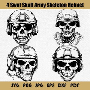 Paquete de casco de esqueleto del ejército de EE. UU. con calavera Swat, Svg, arma, soldado, sombrero, bala, calavera, casco de esqueleto, munición, paracaidista de guerra, combate militar