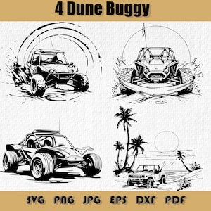 Dune Buggy Svg Bundle, Aventura Offroad na Praia Png, Silhuetas de Veículos Offroad, Veículos de Corrida Offroad Svg, Veículo de Montanha Png