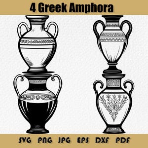 Bundle amphore grecque Svg, Svg de poterie ancienne, mythologie pot Png, clipart amphore grecque, vase classique Eps,