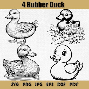 Rubber Duck Svg Bundle,Cute Baby Duck Svg, Rubber Duck Clipart, Duck Vector, Bath Duck Silhouette, Duck Cut File, Rubber Duck Png