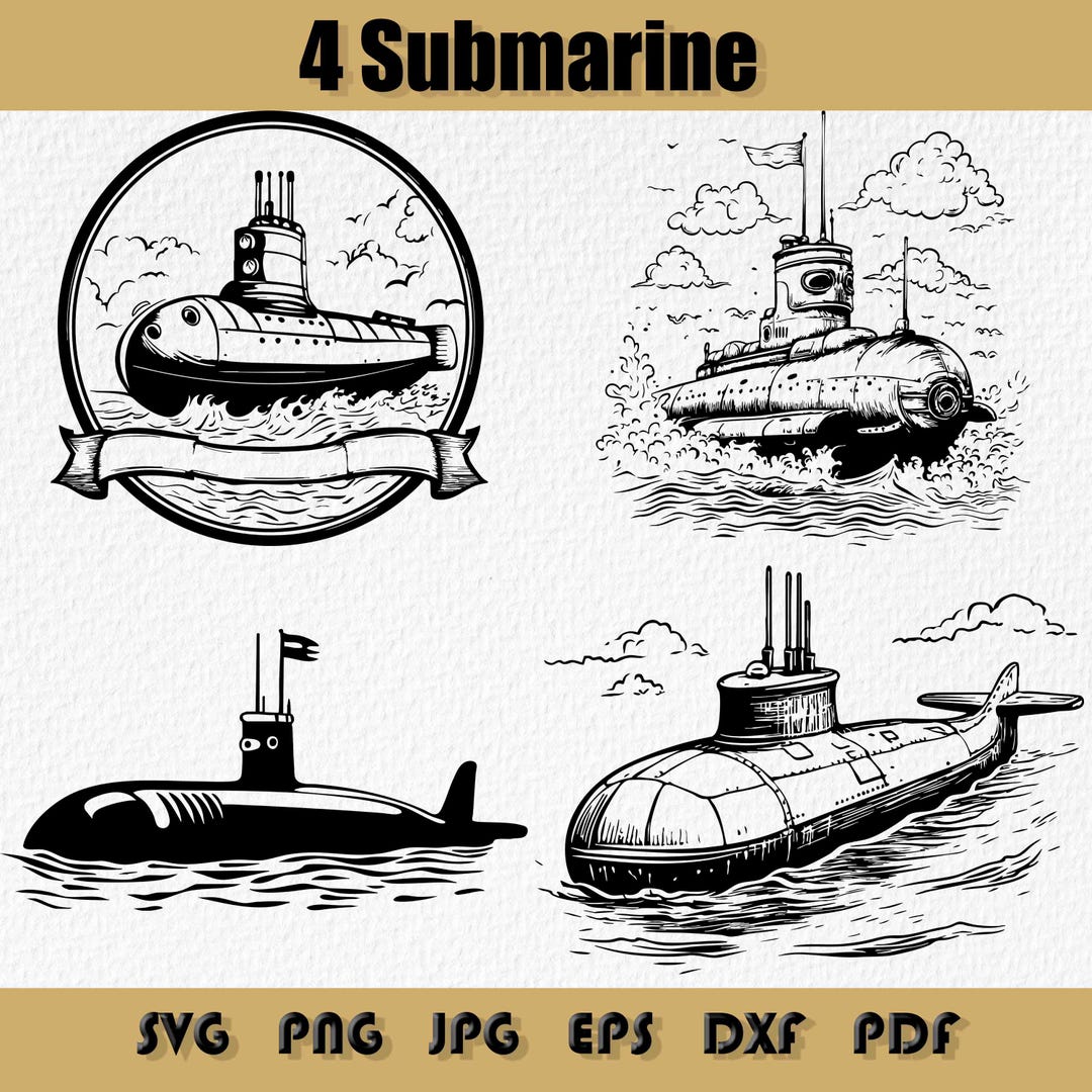 Submarine Svg Bundle, Submarine Vector, Submarine Silhouette, Submarine ...