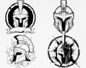 Spartan Helm SVG Bundle: Krieger Gladiator Vektorkunst (Digitaler Download)