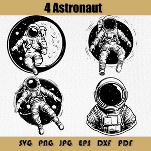 Pacchetto Svg Astronauta, Design Spazio Lunare Svg, Design Svg Spazio, Silhouette Astronauta Svg, Clipart Spazio Svg, Astronauta con Palloncino Svg, Eps