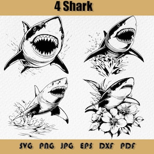 Shark Svg Bundle,Png,Shark In The Ocean Svg,Great White Shark Svg,Shark Shirt,Shark Face Svg, Shark SVG With Water Splash PNG Files Svg,Png