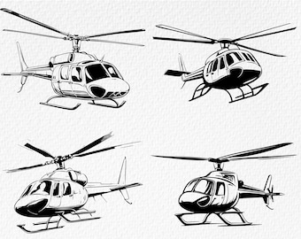 SVG-bundel helikopter: vliegtuigillustraties, lasergesneden ontwerpen (digitale download)