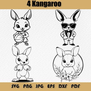 Bundle kangourou Svg, kangourou mignon, un kangourou jouant au basket-ball, floral kangourou png, kangourou boxer Eps, kangourou avec lunettes de soleil Svg PNG DXF