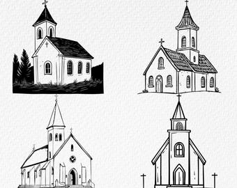 Church Silhouette SVG Bundle: Christian Clip Art (Digital Download