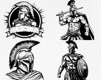 Spartan warrior SVG Bundle: Helm, Ritter, Gladiator (Digitale Dateien)