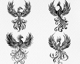 Paquete SVG de Fénix: Diseño de pájaro simple, archivos cortados con láser (descarga digital)