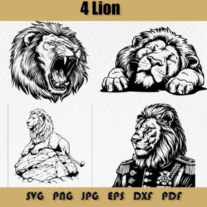 Lion Svg bundel, de brullende leeuw png, de slapende leeuw eps, NOBLE Lion, Commander Lion Svg, Lion Head svg, Lion King svg, Jungle King Svg, png