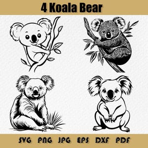 Koala Bear Svg bundel, Australië wild leven, Baby Koala Svg, Koala Shirt Svg, Koala Clipart, schattige Koala Svg, Baby Koala Svg, Png, Dxf, Jpg, Eps