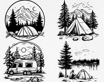 Camping Svg Bundle,Camping Clipart, Camping Vector Graphics, Mountain Design, Camping Png ,Svg, Jpg, Dxf, Eps