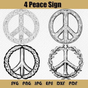 Bundle Svg signe de la paix, Hippie svg, Clipart symbole de la paix, symbole de la paix vintage Png, fichiers vectoriels Logo de la paix, Silhouette icône de la paix, Svg, Png, Dxf