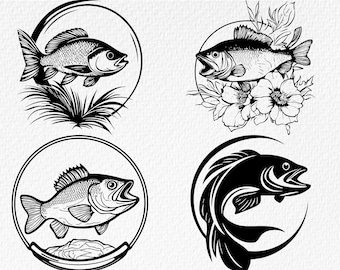 Bass Fish SVG Bundle: Fishing Clipart, Vector Graphics (Digital Download)