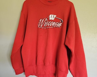 Pro Player Sweatshirt Rundhals Herren XL Rot Vintage Wisconsin Badgers Football