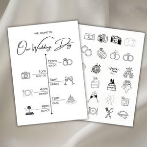 Bearbeitbare Infografik Hochzeitstag Timeline Hochzeitsfeier Zeitplan Hochzeitsprogramm Hochzeitsplaner Hochzeitsplaner