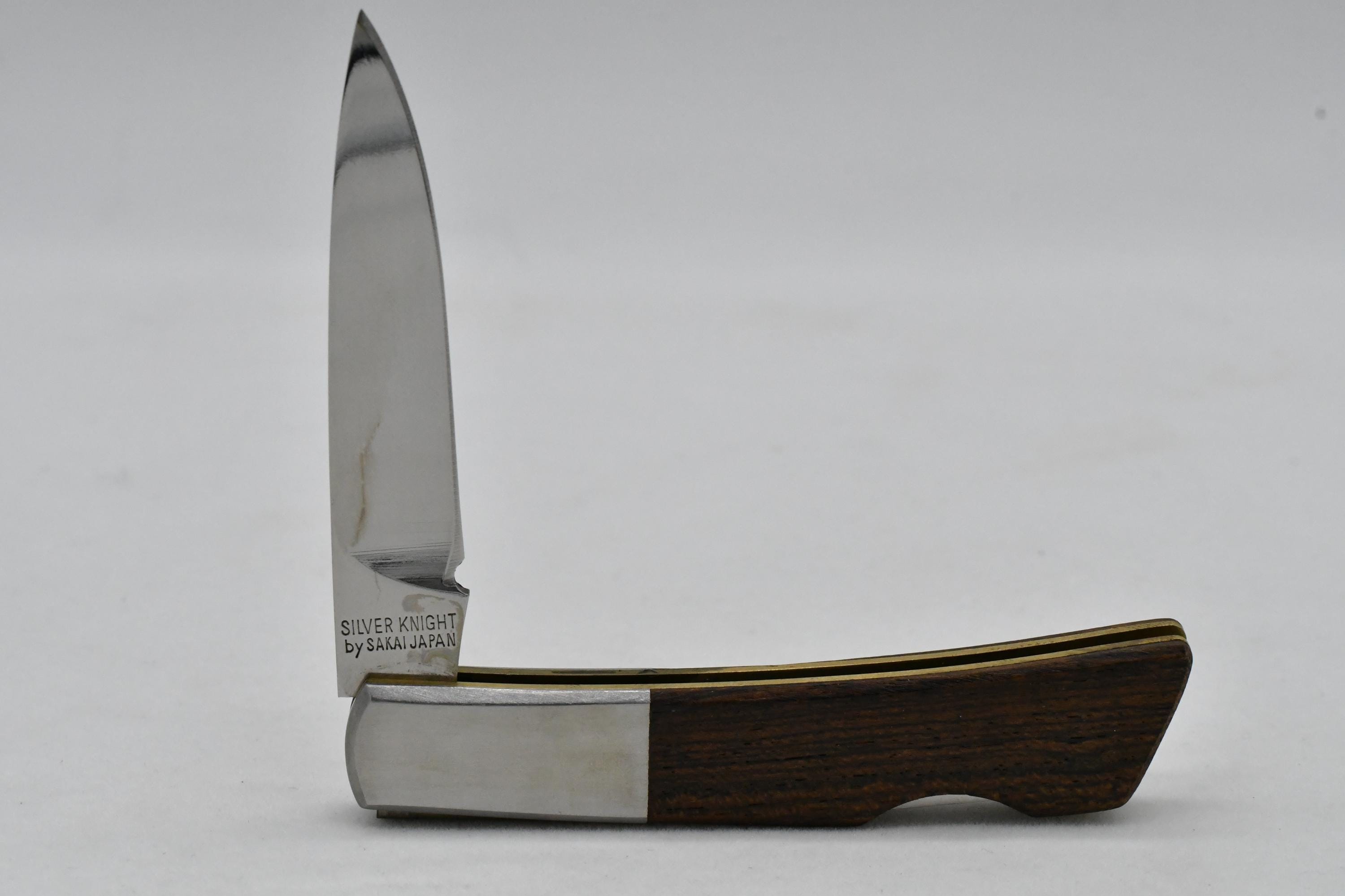 Vintage Gerber Silver Knight 250A Wood Lockback Folding Knife 7611