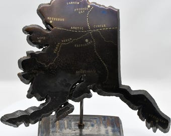 Vintage Trans-Alaska Pipeline System Desk Sculpture Or Relic Map