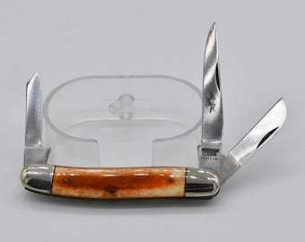 Vintage American Blade AB-19 Smooth Bone Stag Pocket Knife NIB