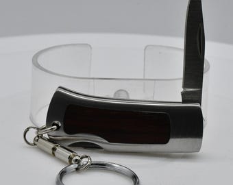 Vintage Kershaw 2165 Black Butte Keychain Knife Scissors Kai Japan Wood Inlay ED