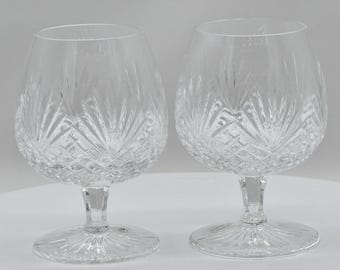 Vintage Wedgewood Majesty Pattern Pair Of Crystal Brandy Glasses