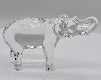 Vintage Baccarat Crystal "Trunk Up" Elephant Made In France