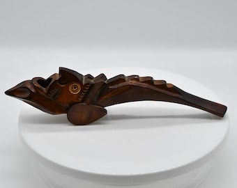 Vintage Black Forest Carved Wood Folk Art Churchwarden 11" Pipe