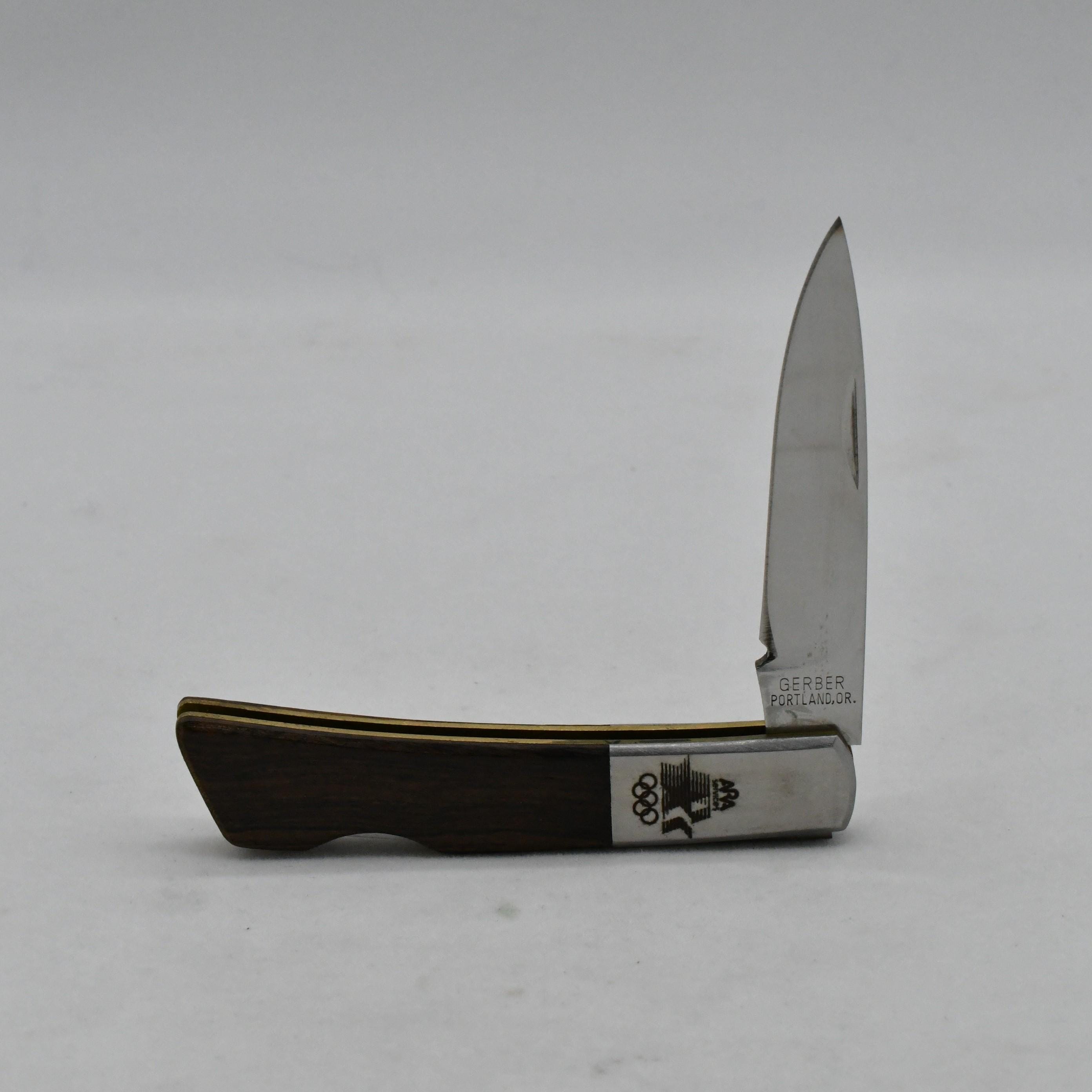 Vintage Gerber Silver Knight 250A Wood Lockback Folding Knife 7611