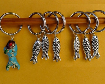 pewter and cloisonne beads knitting 6+1 Stitch marker stone