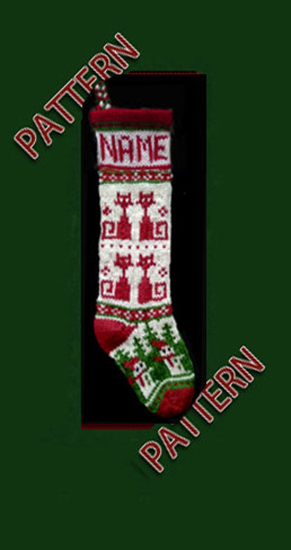 Hand Knit Christmas Stocking Pattern Only Snowman Snowflake And Cats Hand Knit Christmas Stocking Pattern Only Snowman Snowflake And Cats