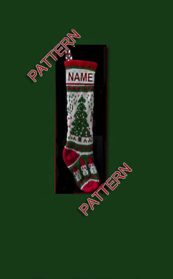 Hand Knit Christmas Stocking Pattern Only Christmas Tree And Snowmen