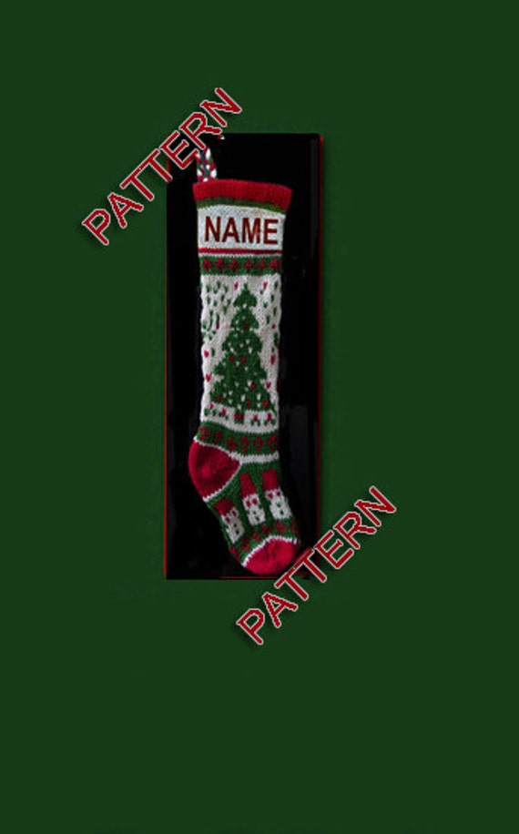 Hand Knit Christmas Stocking Pattern Only Christmas Tree And Snowmen