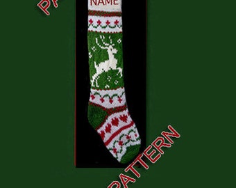 Hand knit Christmas stocking,  pattern only