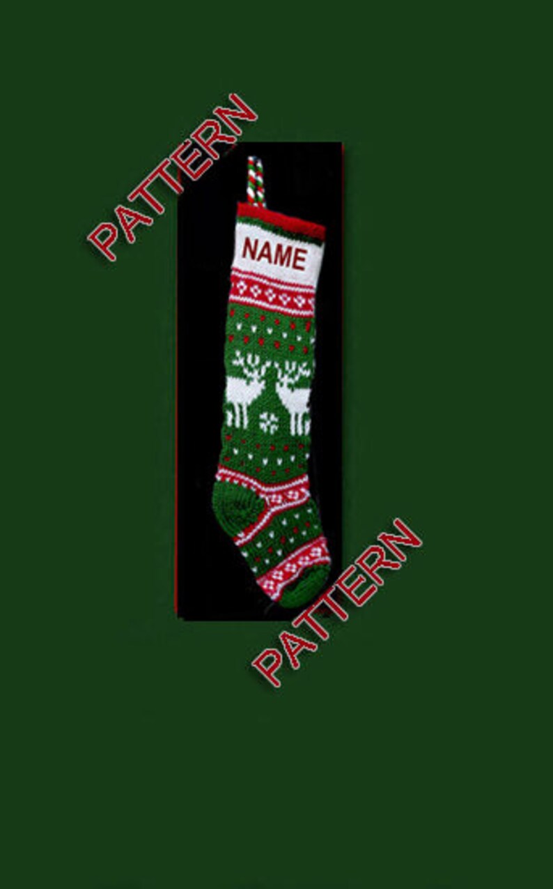 Hand Knit Christmas Stocking Pattern Only Reindeer and - Etsy