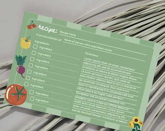 Cartão de Receita Fofo com Tema de Mercado, Cartão de Receita Fresco do Mercado, Modelo de Cartão de Receita para Chá de Panela, Chá de Panela com Tema de Feira Livre | Canva