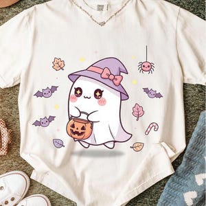 Cute Ghost PNG Halloween Clipart – Kawaii Spooky Ghosts for Sublimation, Stickers, T-Shirts, Mugs – Digital Download
