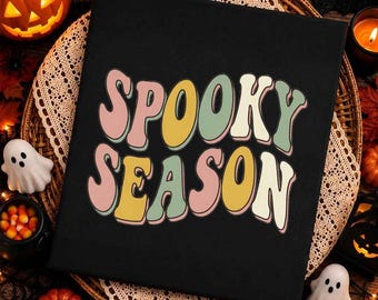 Spooky Season PNG, Retro Halloween DTF Sublimation Design, Groovy 70s Autumn Graphic Tee Digital Download, Commercial Use Clipart File