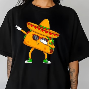 Cinco de Mayo-shirt deppen Taco voor kinderen, grappig Mexicaans eten Dab-ontwerp voor jongens, schattig Fiesta Party-T-shirt voor kinderen, Cinco de Mayo-outfit 2025
