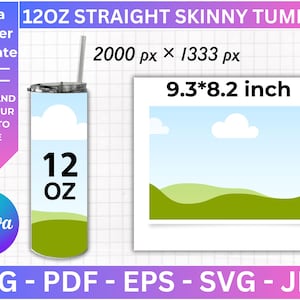 12oz Straight Skinny Tumbler Template , Tumbler Canva Editable Template, 12oz Skinny Tumbler, 12 oz Tumbler Template,Canva Tumbler Straight