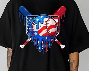 Baseball Drip Boys Ice Cream Vaterländische Flagge Design • 4. Juli Sublimation • Digitaler Download für Shirts • Baseball Shirt Grafik