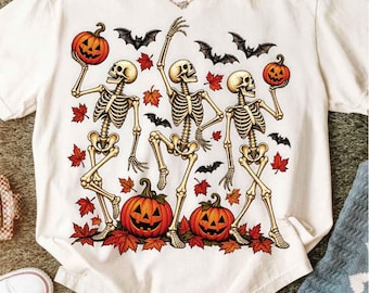 Dancing Skeleton Png, Wildflower Skeleton Sublimation Design, Floral Butterfly Halloween Cottagecore, Boho Fall Shirt Png, Digital Download